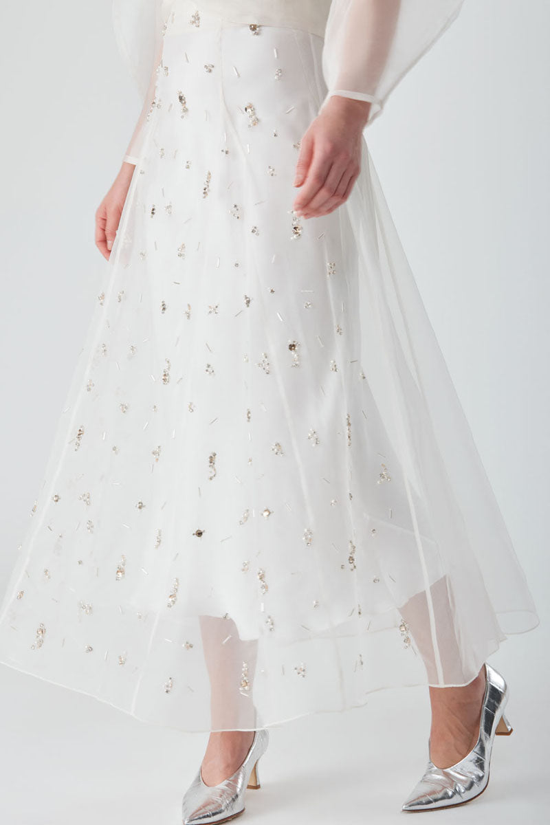 FREYA EMBELLISHED MAXI SKIRT IN PEARL - CULT MIA