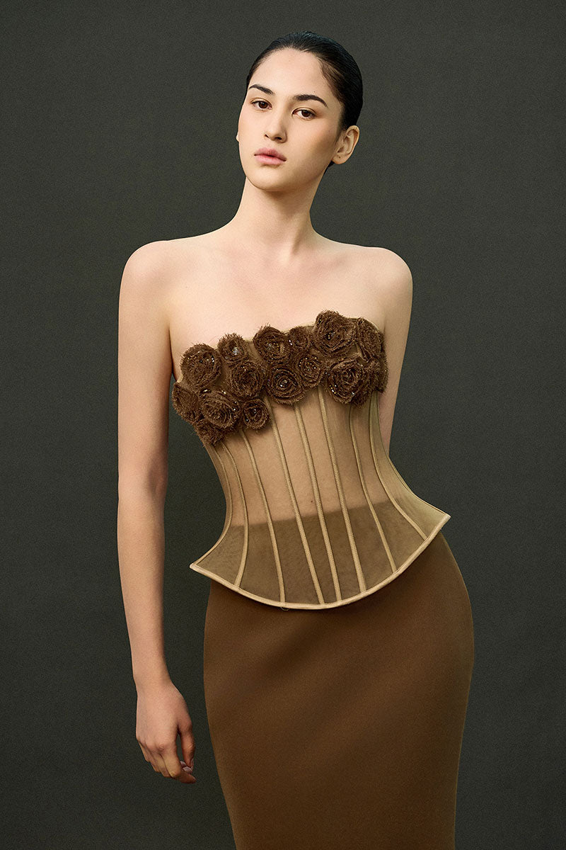 EEGEN STUDIO Sahara Set gown in brown, featuring elegant design and comfortable fabric for stylish loungewear or casual wear.