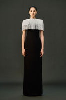 Elegant sable-colored gown by EEGEN STUDIO, flowing fabric with intricate details, perfect for formal occasions.