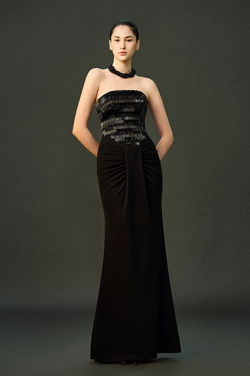 Elegant ADA dress gown by EEGEN STUDIO, featuring flowing fabric and stylish design, perfect for formal occasions.