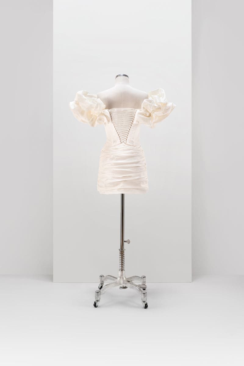 MILK LACE-UP CORSET WITH MERINGUE FLOUNCES - CULT MIA