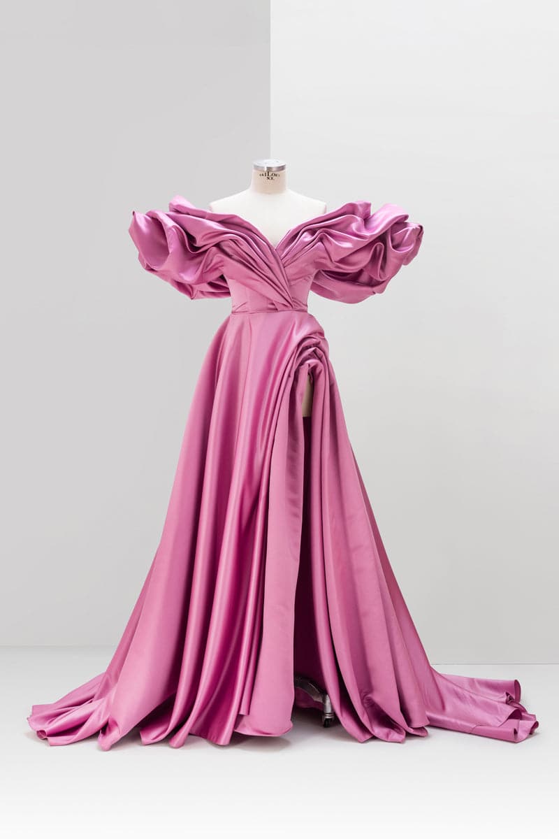 PINK VOLUME SCULPTED GOWN - CULT MIA