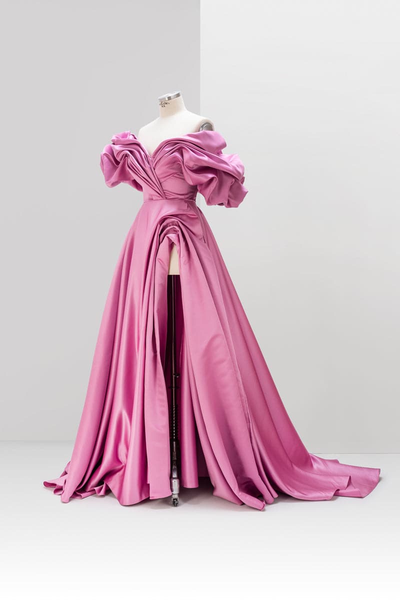 PINK VOLUME SCULPTED GOWN - CULT MIA