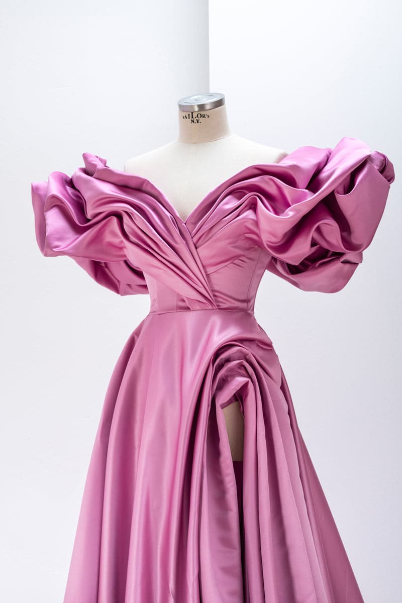 PINK VOLUME SCULPTED GOWN - CULT MIA