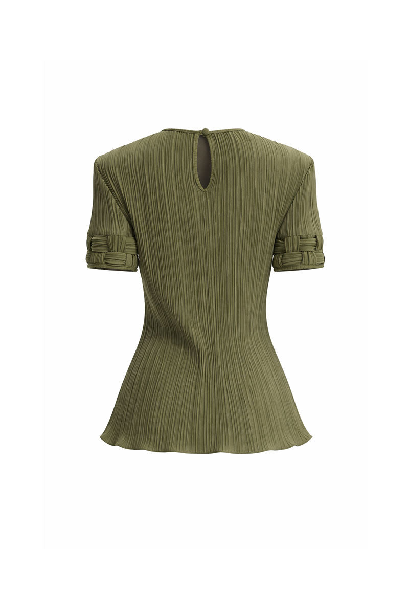 Maylé Vásquez Sabia Top in forest green, stylish women's blouse with a fitted design and elegant neckline.