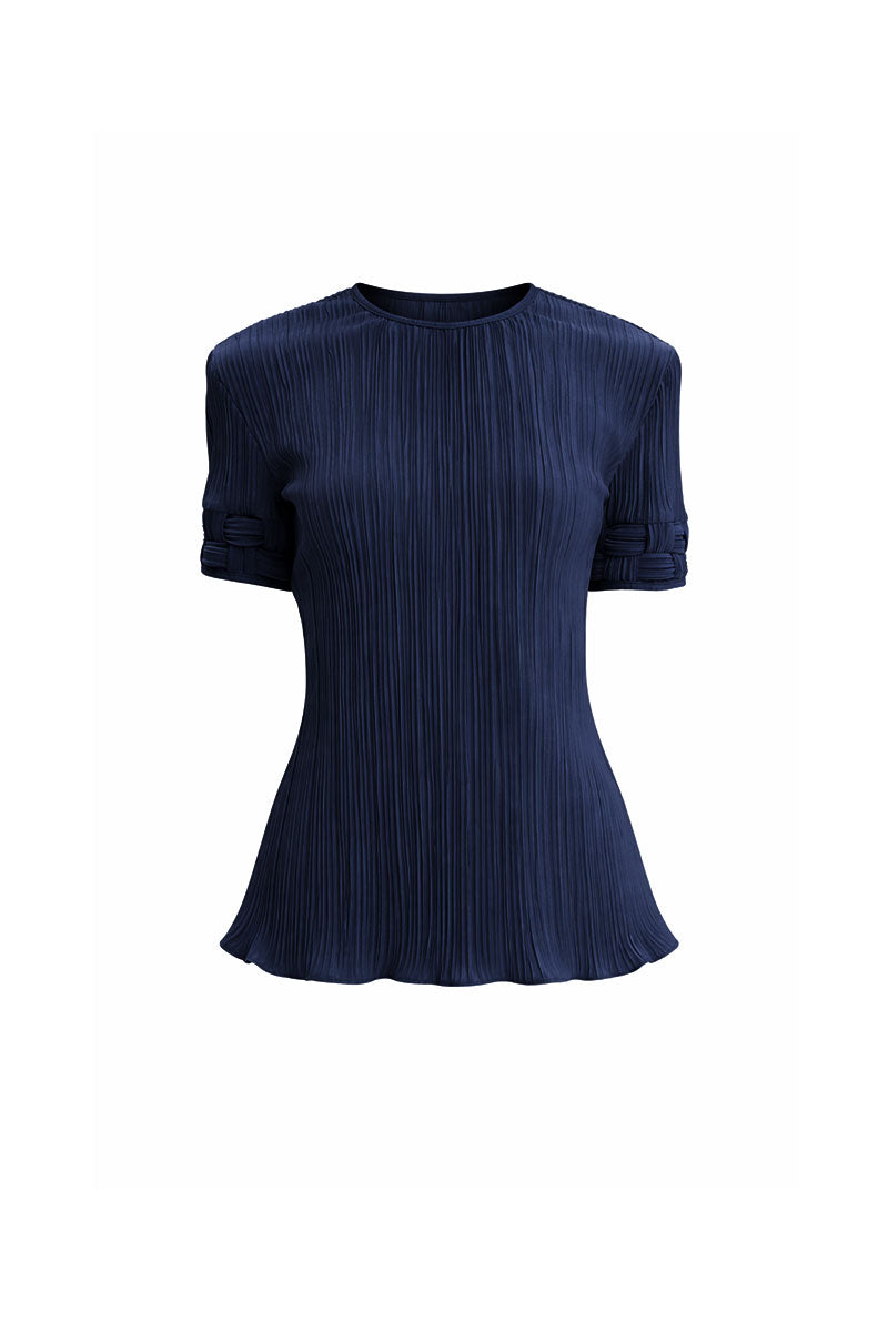 Midnight blue Sabia top by Maylé Vásquez, stylish sleeveless blouse with a smooth fabric finish.