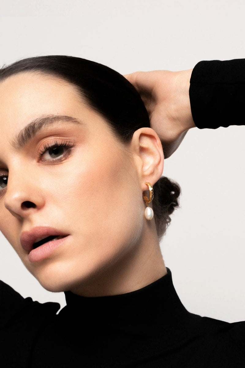 Lavani Jewels Sadie Pearl Earrings featuring elegant pearl drops and a delicate design for sophisticated style.