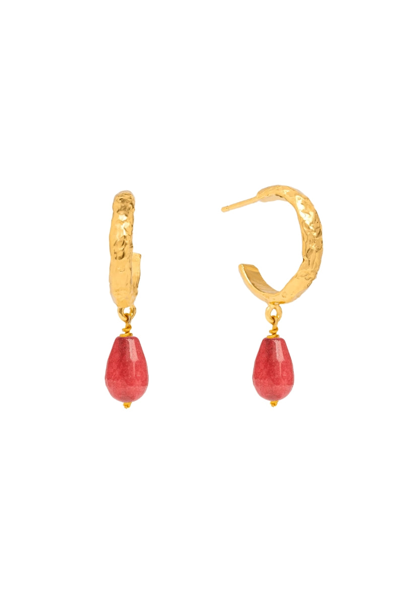 LAVANI JEWELS Sadie red earrings featuring vibrant, stylish design with gold accents and intricate detailing.