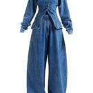 Deme By Gabriella Lynn co-ord set in indigo featuring a stylish matching top and bottoms for a chic, coordinated look.