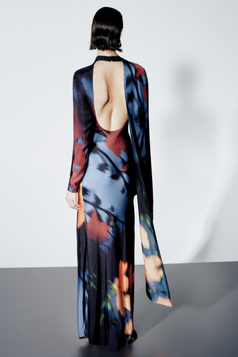 SAHRA NAVY MAXI DRESS IN AMBER SKY - CULT MIA