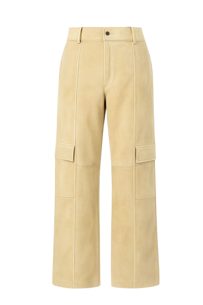 ZUT Sam pants in butter yellow with a relaxed fit, featuring a smooth fabric and stylish design.