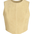 ZUT butter yellow Sam top, stylish sleeveless blouse with round neckline, casual and trendy for everyday wear.