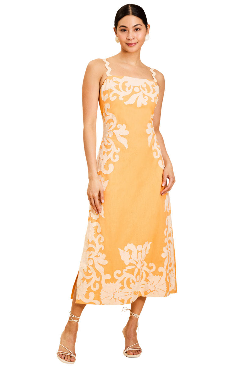 Sammy Embroidered Midi Dress 2 / Blushed Citrus