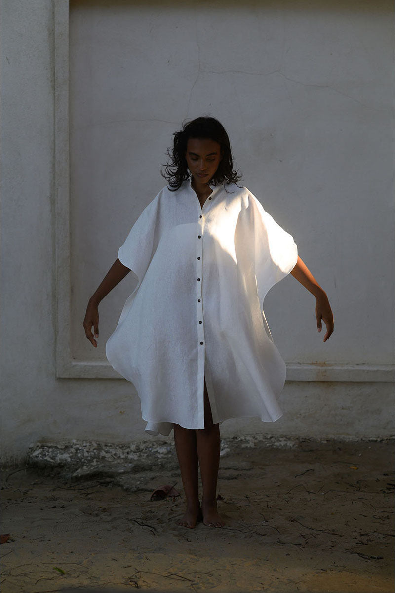 Off-white Saona Beach Cover-Up by ANA + MARIA, lightweight fabric with relaxed fit, perfect for beach or poolside wear.