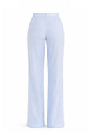 Baby blue Sarena pants by Maylé Vásquez, stylish and comfortable pants for casual wear, featuring a relaxed fit and soft fabric.