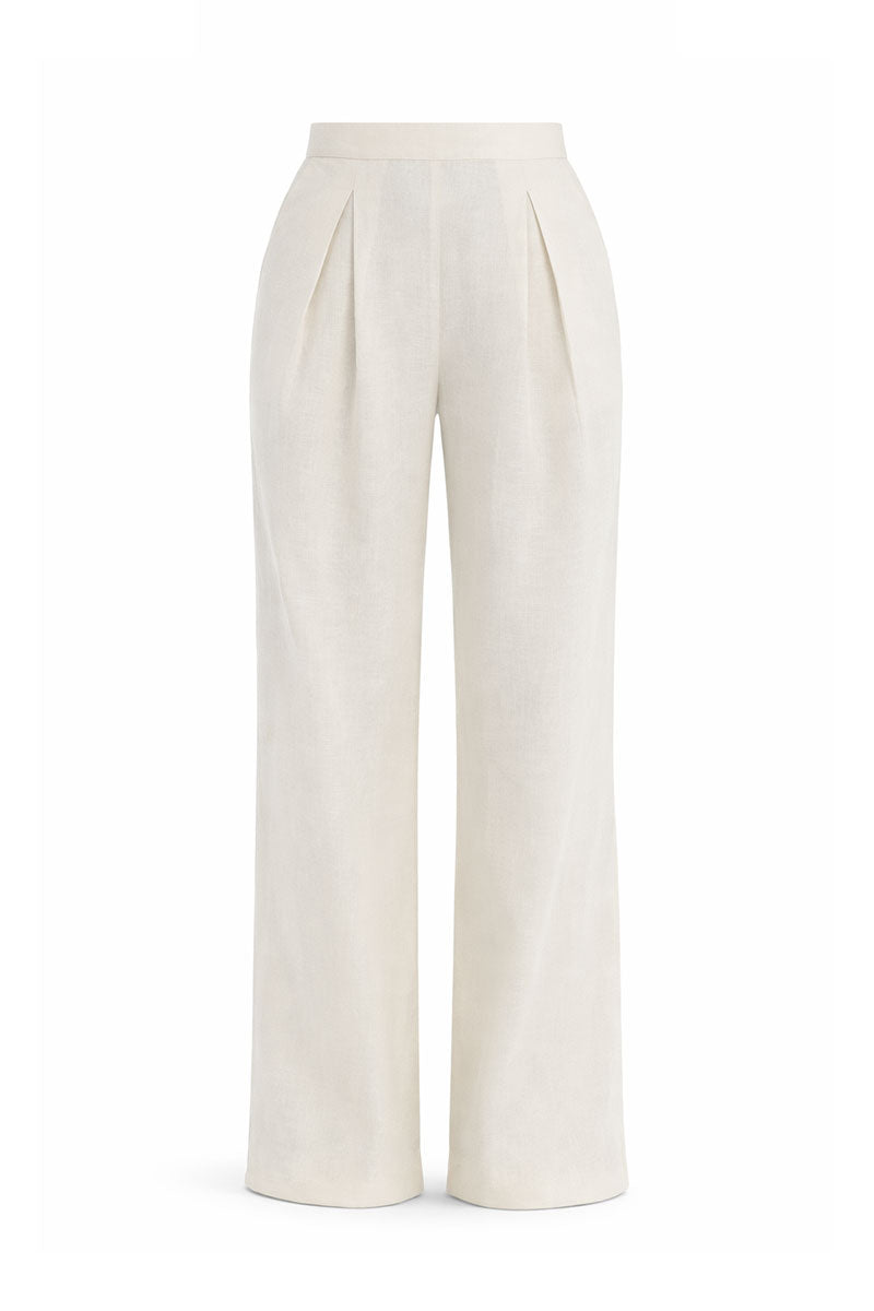 Off-white SARENA pants by Maylé Vásquez, stylish and comfortable women's pants with a relaxed fit and modern design.
