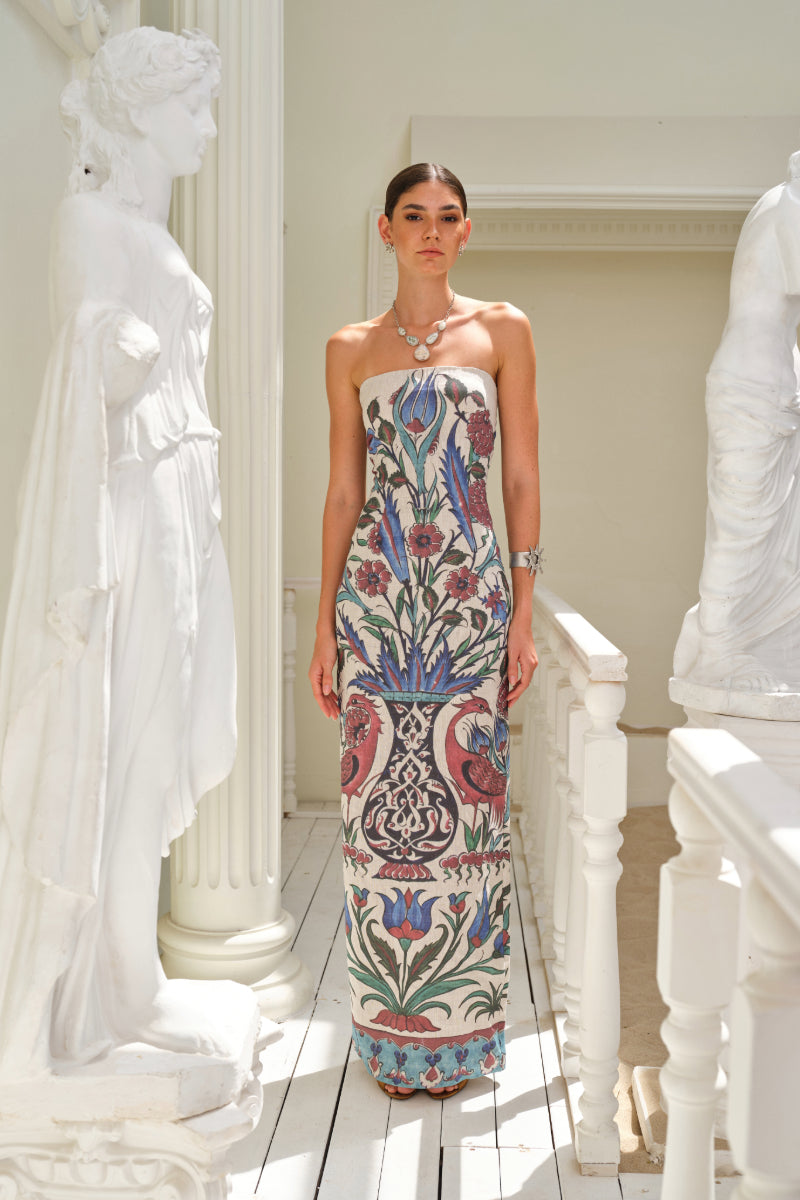 Nana Gotti SARNIC Maxi Dress in flowing fabric, featuring a stylish design perfect for elegant occasions.