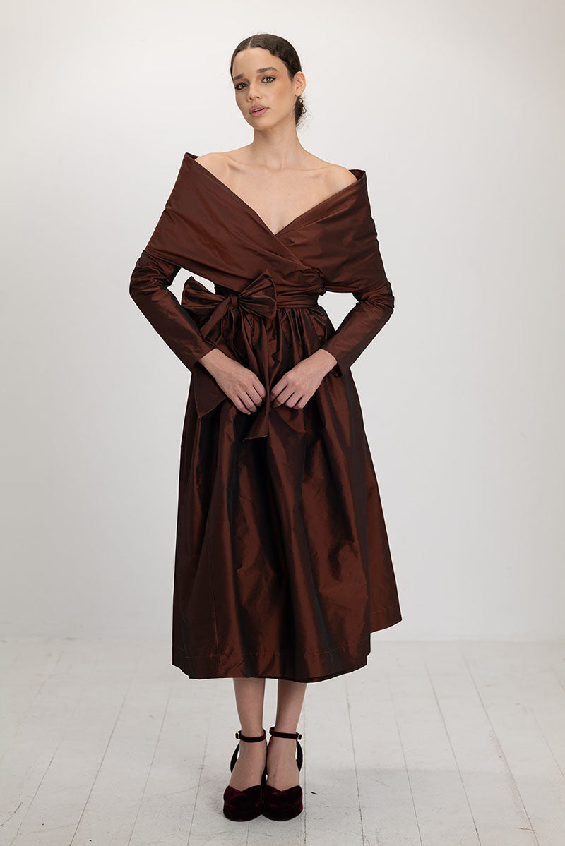 mahogany brown dress Joyfolie Women's Julietta Dress in Mahogany, Extra Extra Small