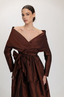 Mahogany-colored midi dress by ANA + MARIA, featuring a stylish and elegant design perfect for versatile occasions.
