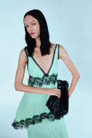 Mint and black lace top by Sayya, featuring delicate lace details and a stylish fit, perfect for casual or dressy occasions.