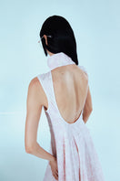 Pink GODET midi dress by Sayya, featuring a stylish, flowy design with a fitted waist and elegant midi length.