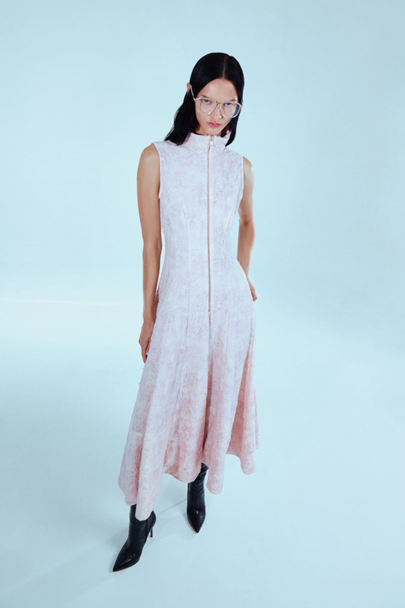 PINK GODET MIDI DRESS - CULT MIA