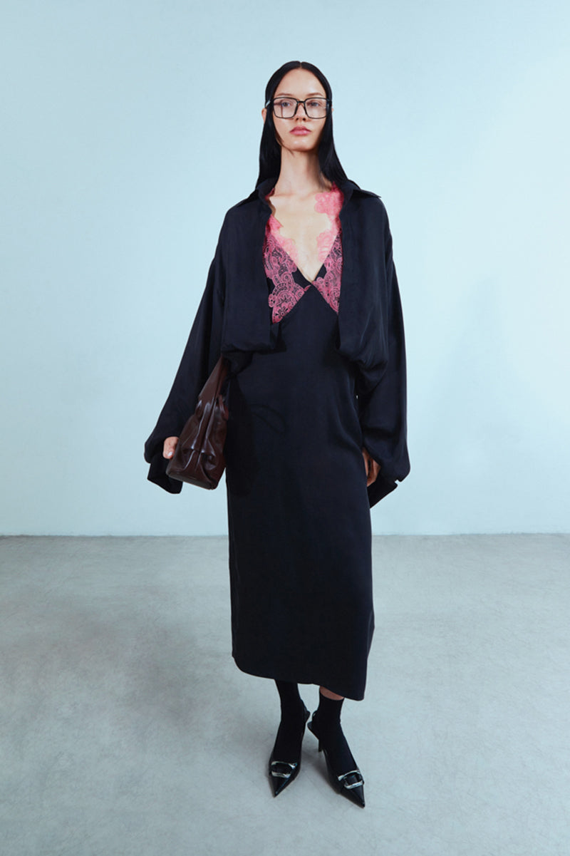 BLACK MIDI SHIRT DRESS - CULT MIA