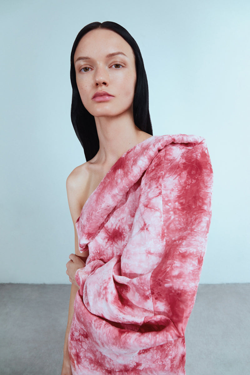 RED TIE DYE SILK MAXI DRESS - CULT MIA