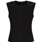 Black Bassigue scuba button-down vest, a stylish and comfortable men's top with a sleek design and front button closure.