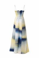 Maylé Vásquez sea shell linen gown with waves print, lightweight and elegant beachwear or casual dress in soft linen fabric.