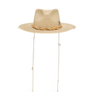 Le SH KA seashell fedora hat with wide brim and decorative seashell accents, stylish accessory for casual or beachwear.