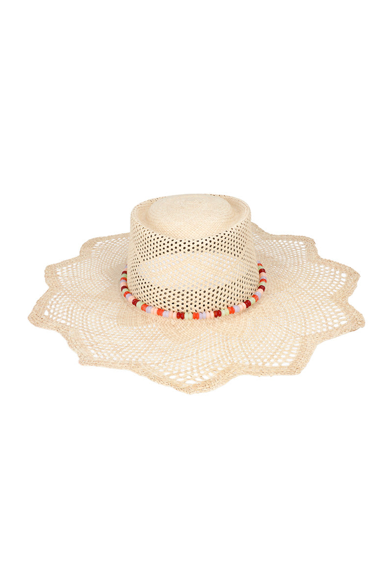 Ser Secrets of Bloom hat featuring a wide brim and floral design, perfect for stylish sun protection and elegant outdoor wear.