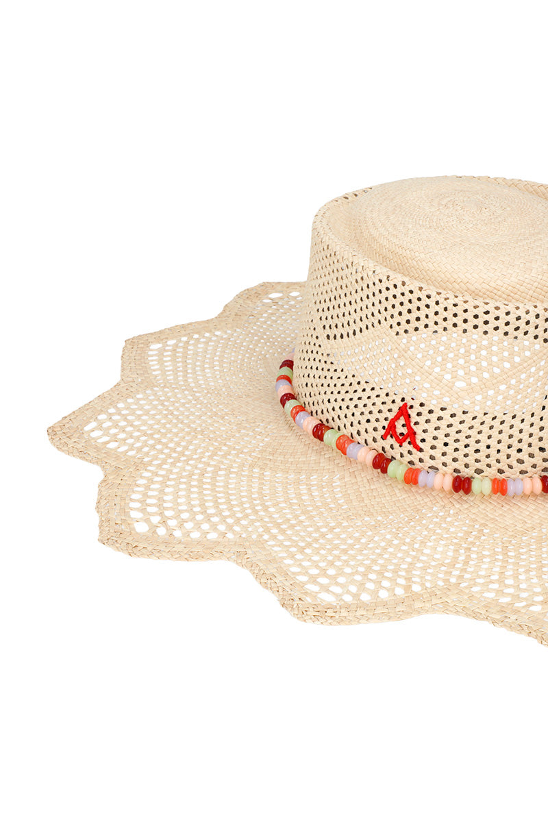 Ser Secrets of Bloom hat with floral design, stylish wide-brim hat made of lightweight material.