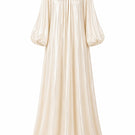 Nihan Peker Sedef gown in vanilla color, elegant dress with flowing fabric and detailed design, perfect for formal occasions.