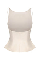 Nana Jacqueline Selena white top, back view showing lightweight fabric and stylish design, perfect for casual or dressy outfits.