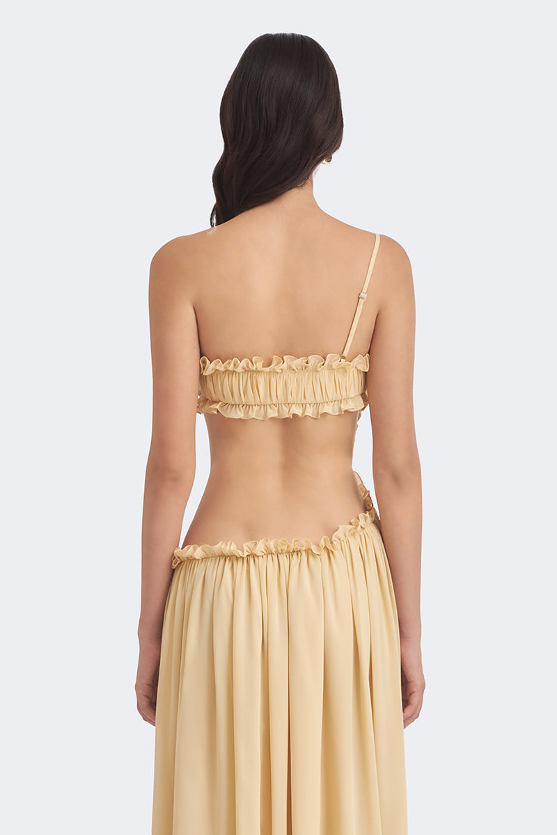 Stolen Stores SELENE DRAPED BEIGE MAXI DRESS