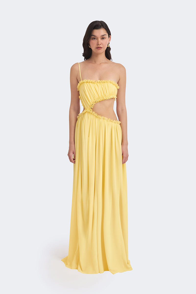 SELENE DRAPED YELLOW MAXI DRESS