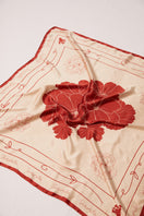 Red Señorita Luisa scarf with soft fabric, shown draped elegantly, perfect for stylish scarves and shawls collection.