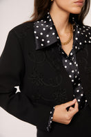 Black and white polka dot blouse by Señorita, Antonia Polka Blouse, stylish shirt with classic pattern and feminine design.
