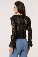 Black Señorita Lucia blouse, stylish women's shirt with a relaxed fit and elegant design, perfect for casual or office wear.