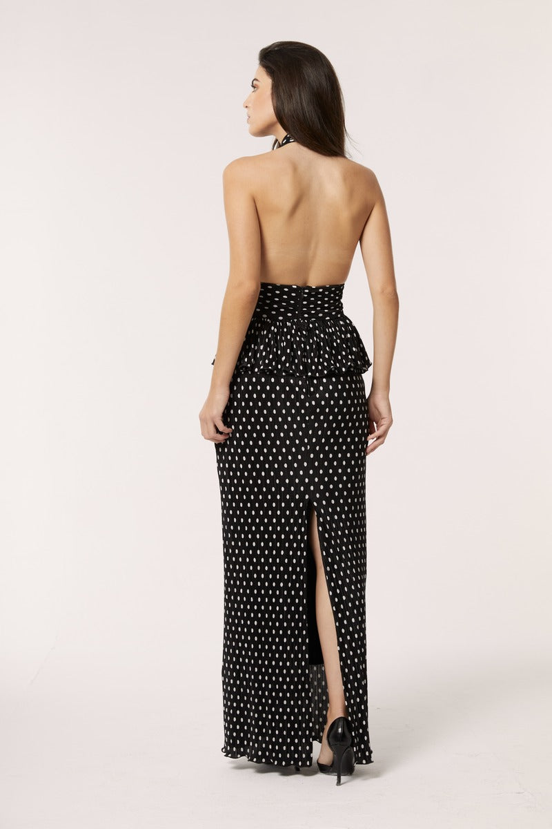 Black Sofia maxi dress by Señorita shown on a model, featuring elegant flowing fabric and a stylish, versatile design.
