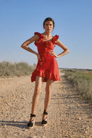 Red Penelope mini dress by Señorita, featuring a stylish and vibrant design perfect for casual or dressy occasions.