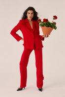 Red Teresa blazer by Señorita, stylish tailored jacket with lapels and long sleeves, perfect for professional and casual wear.