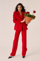 Red Señorita Teresa blazer with tailored fit and lapel collar, stylish for formal or casual wear.