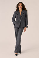 Señorita Adriana gray blazer jacket with tailored fit and sleek design, perfect for business or casual wear.