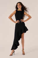 Black Señorita Olivia maxi dress featuring flowing fabric and elegant design, perfect for stylish occasions.