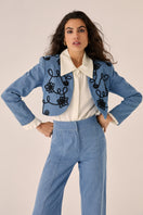 Señorita blue blazer jacket from the Juana collection, tailored fit with lapel collar and stylish design.