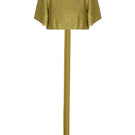 Green sequin back-slit top by Tayfun Kaba, featuring shimmering sequins and a stylish back slit for a fashionable look.