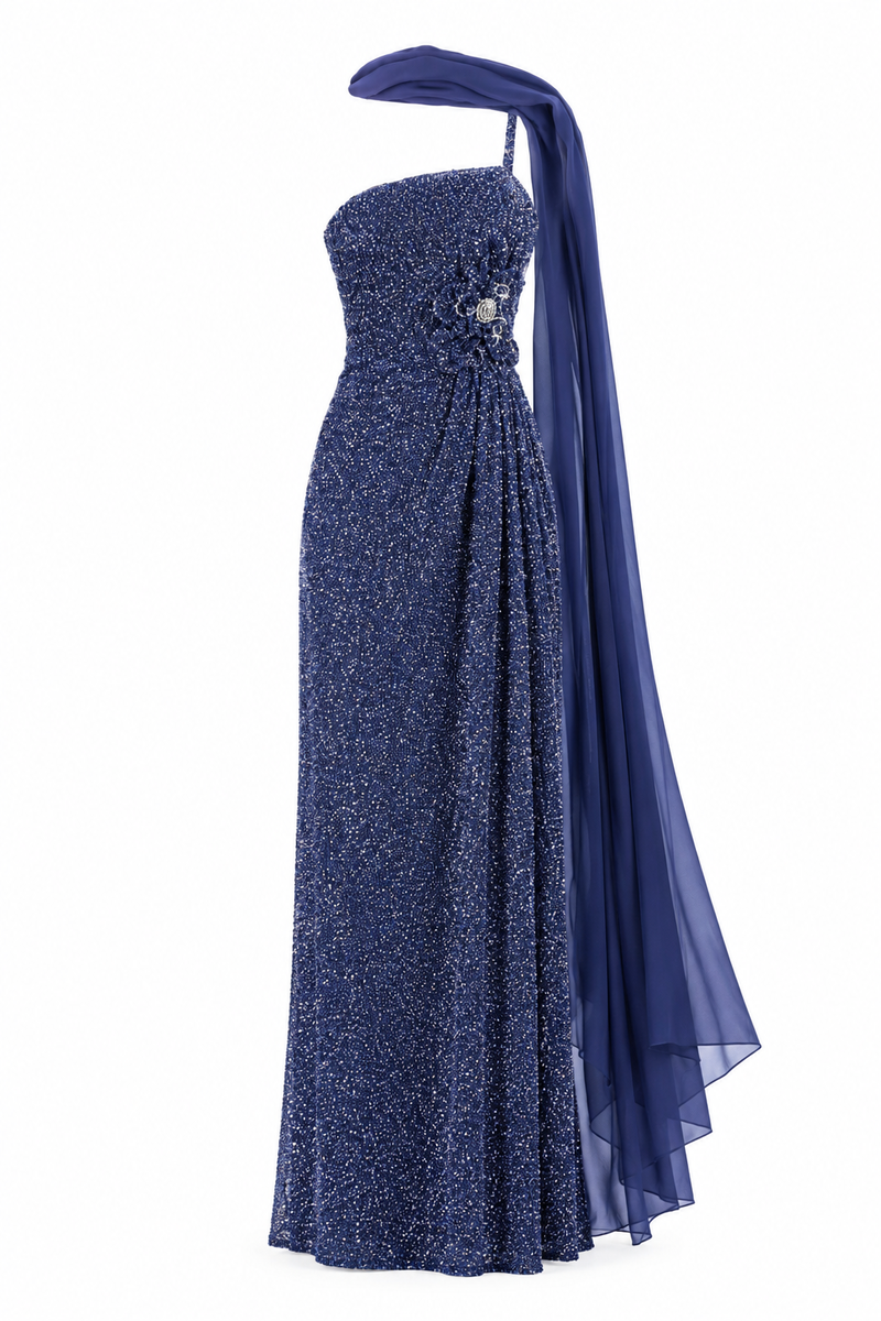 CULT MIA X MONIKA DIMOVA SEQUIN SILK EMBROIDERED GOWN