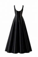 Black Seraphine gown by Nihan Peker featuring elegant fabric and a flowing silhouette, perfect for formal occasions.